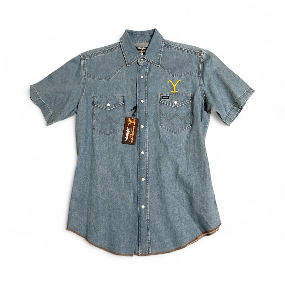 Wrangler Yellowstone Blue Denim Men’s M Shirt NWT. Pearl Snaps